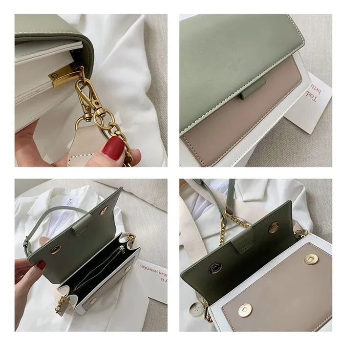Wide Strap with Chain Handbags Women's square Shoulder Bags