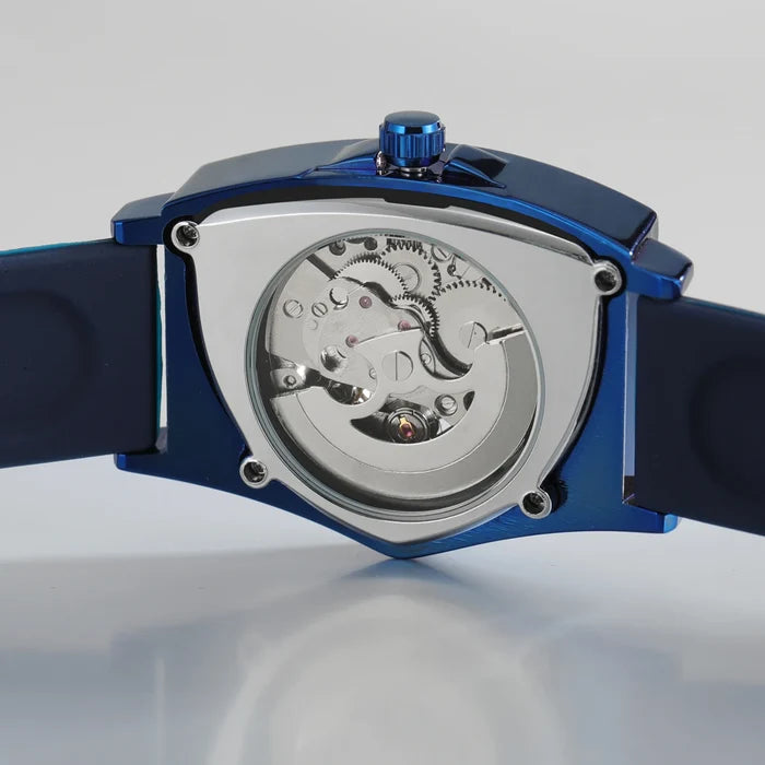 Winner Triangle Blue Skeleton Mechanical Watch