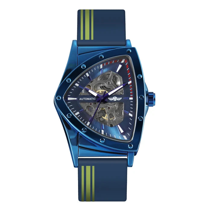 Winner Triangle Blue Skeleton Mechanical Watch