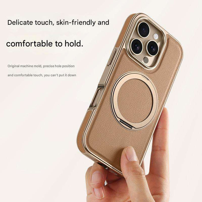 Wireless Magnetic iPhone Case – PU Leather, 360° Rotating Car Mount Compatible