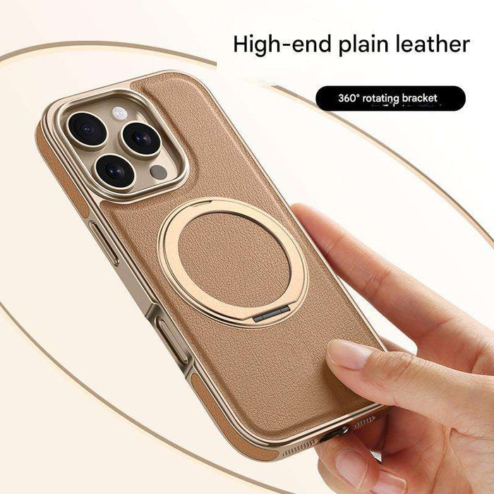 Wireless Magnetic iPhone Case – PU Leather, 360° Rotating Car Mount Compatible