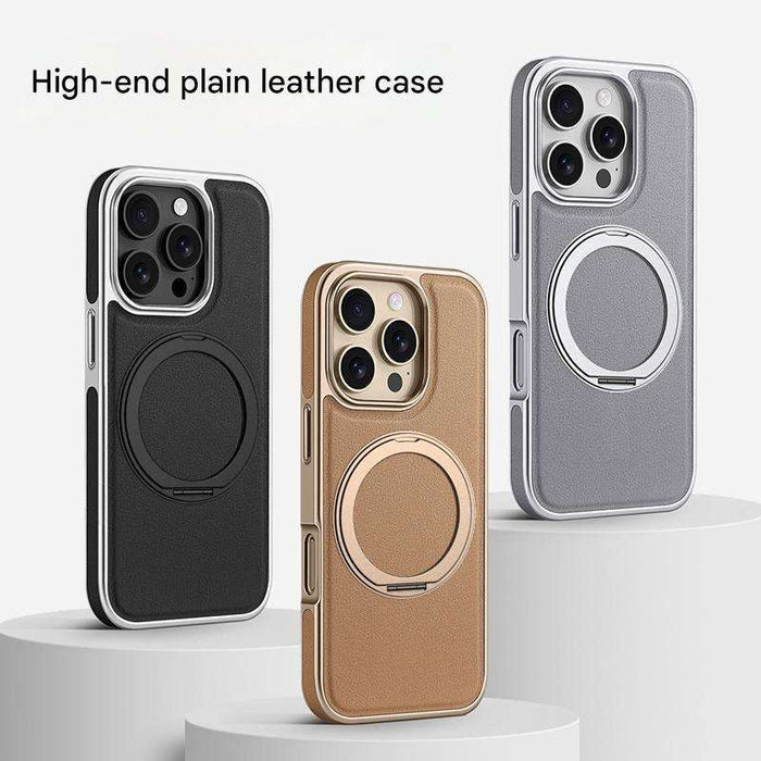 Wireless Magnetic iPhone Case – PU Leather, 360° Rotating Car Mount Compatible
