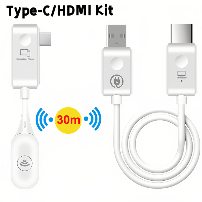 Wireless Type-C HDMI Transmitter & Receiver – 30M Range for TV, Monitor, PC