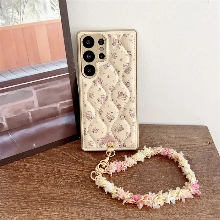 Women Design With Phone Chain Artificial Leather CellPhone Cases for Samsung