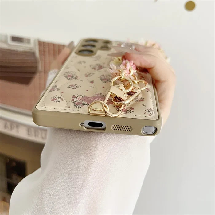 Women Design With Phone Chain Artificial Leather CellPhone Cases for Samsung