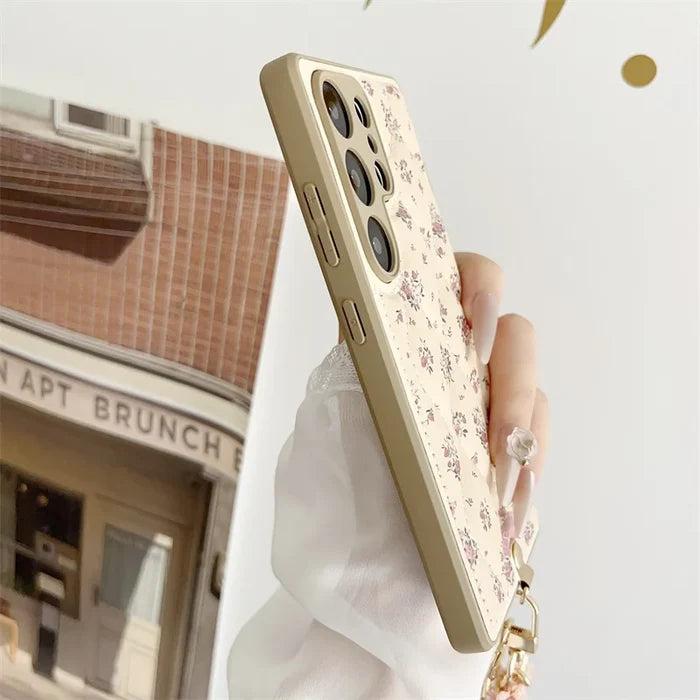Women Design With Phone Chain Artificial Leather CellPhone Cases for Samsung