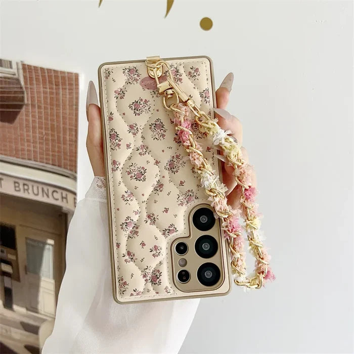 Women Design With Phone Chain Artificial Leather CellPhone Cases for Samsung