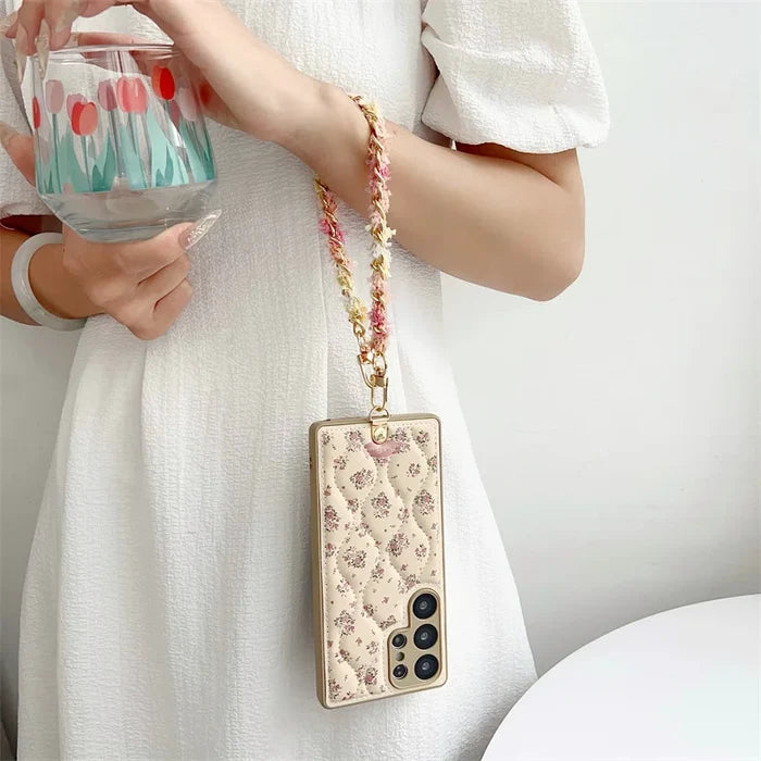 Women Design With Phone Chain Artificial Leather CellPhone Cases for Samsung