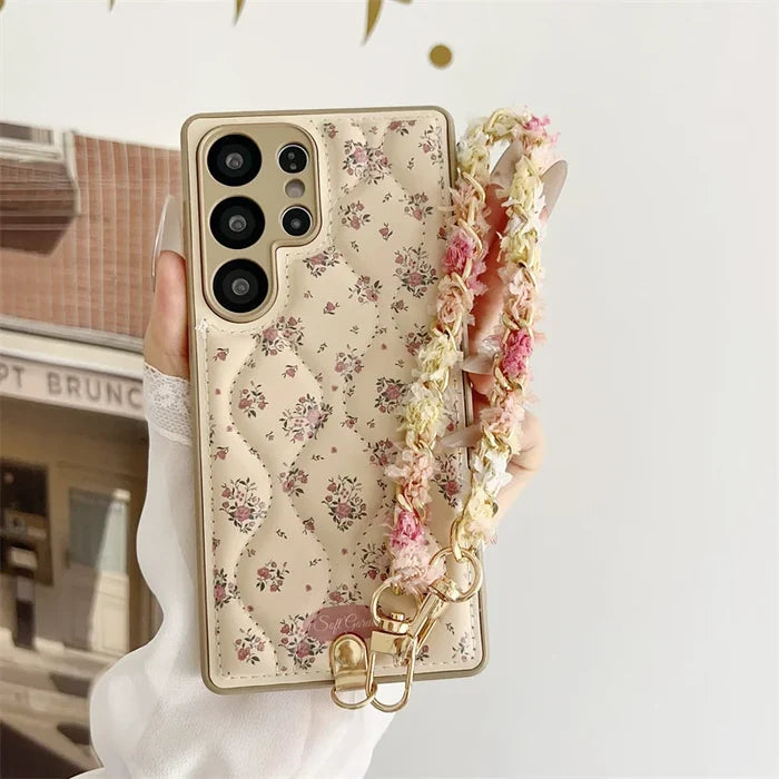 Women Design With Phone Chain Artificial Leather CellPhone Cases for Samsung