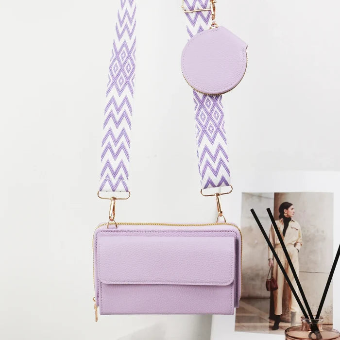 Women Solid Color PU Messenger Bags With Purse Ladies Phone Bag