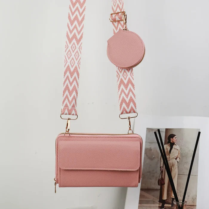 Women Solid Color PU Messenger Bags With Purse Ladies Phone Bag