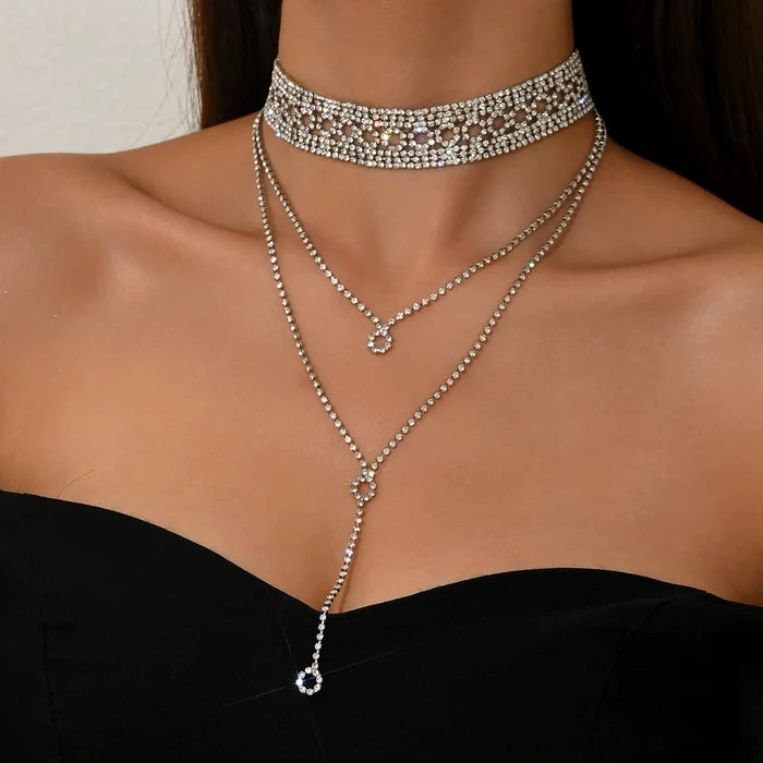 Women's Multi-Layered Sparkling Chain Necklace