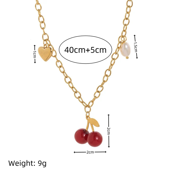 Women's Red Cherry Charm Jewelry Set