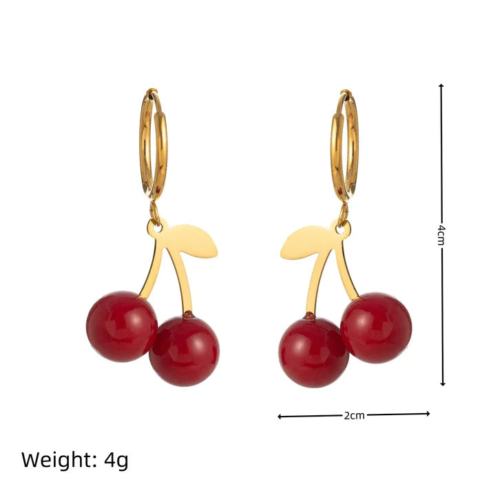 Women's Red Cherry Charm Jewelry Set
