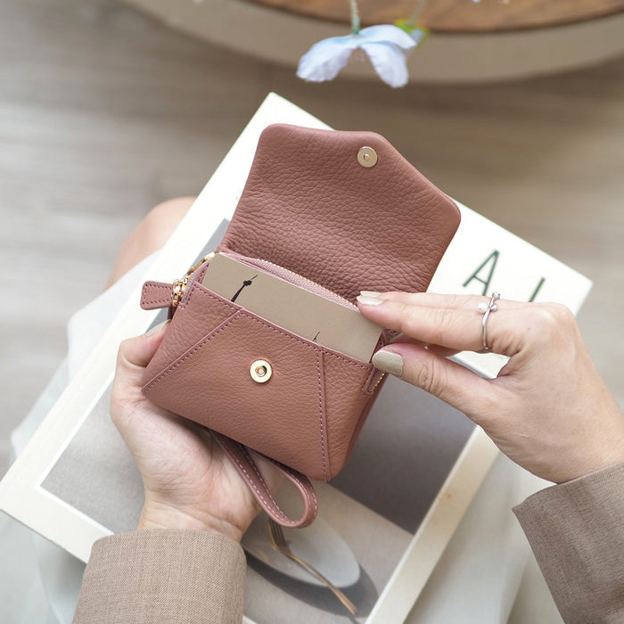 Women's Slim PU Leather Wallet with Button Closure