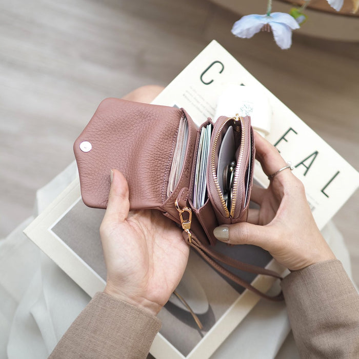 Women's Slim PU Leather Wallet with Button Closure