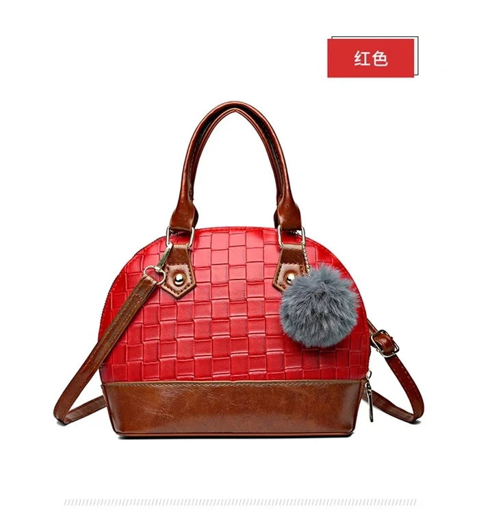 Women's Vintage Woven Pattern Plaid Shoulder Handbag Soft Synthetic