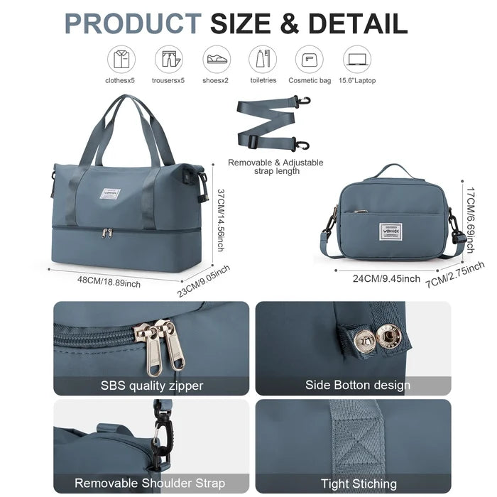 Women's Weekender Duffel with Shoe & Toiletry Bag