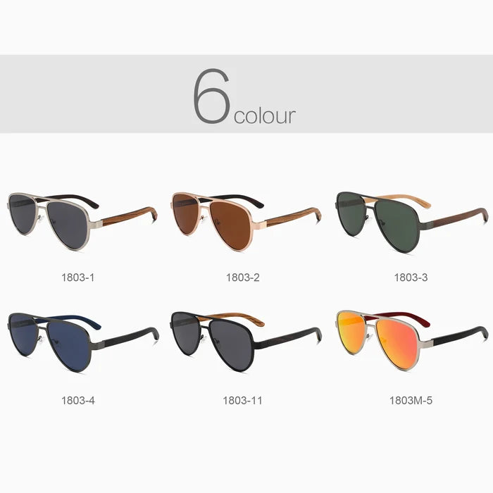 Wood Temple Polarized Retro Sunglasses