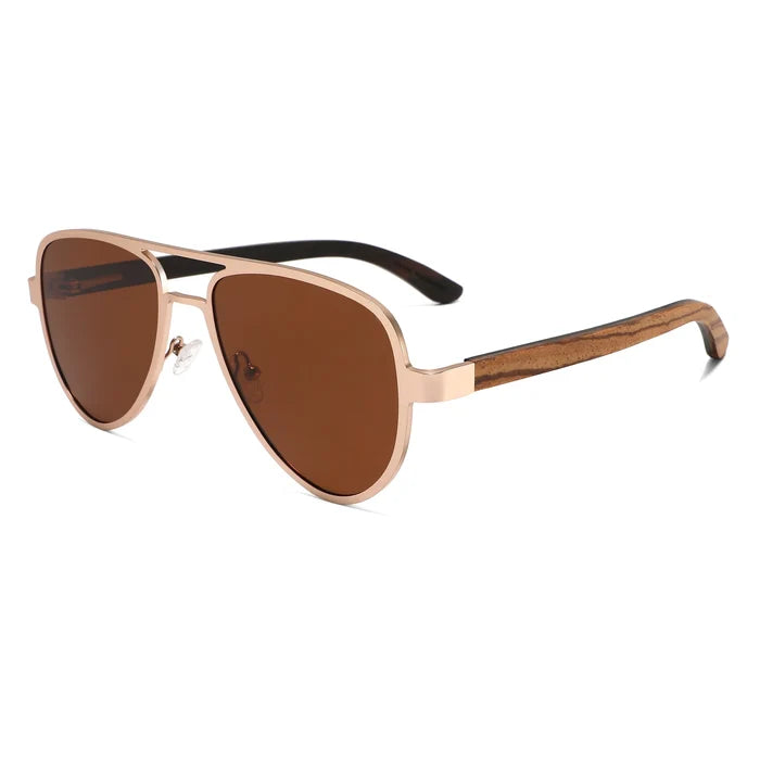 Wood Temple Polarized Retro Sunglasses