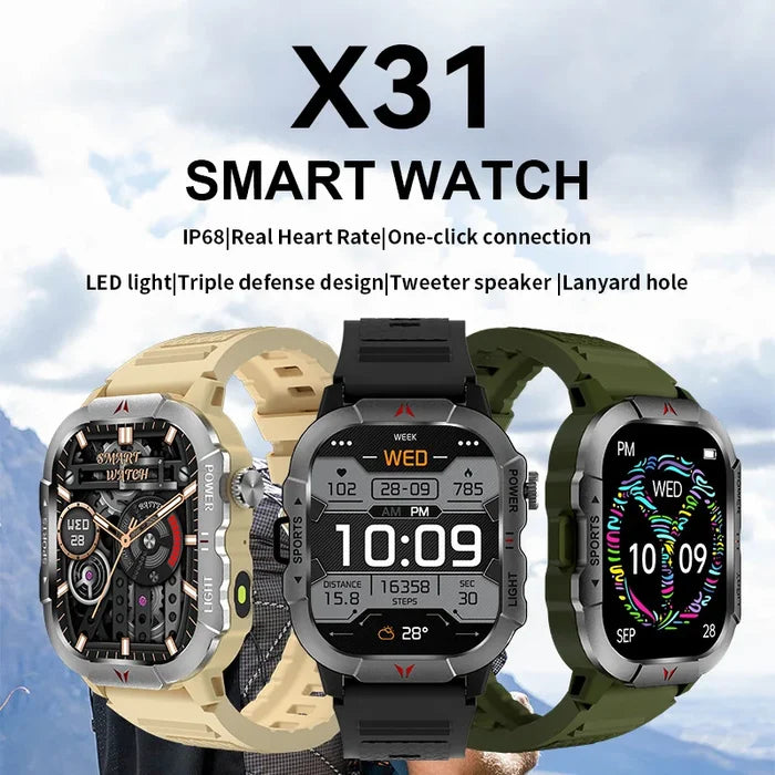 X31 New Smart LED Light Fitness Tracker Watch Square IPS Screen